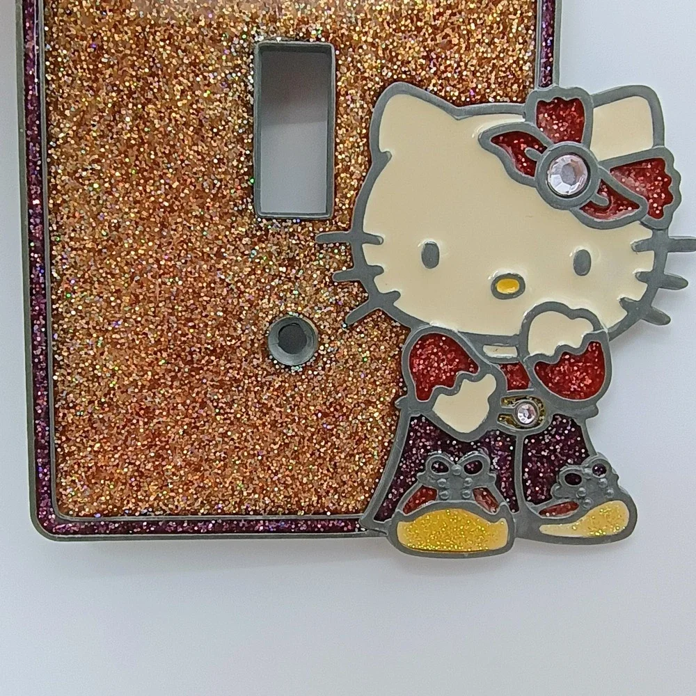 Vintage Hello Kitty Glitter Light Switch Plate Cover Y2K Sanrio 3D Resin Bling
